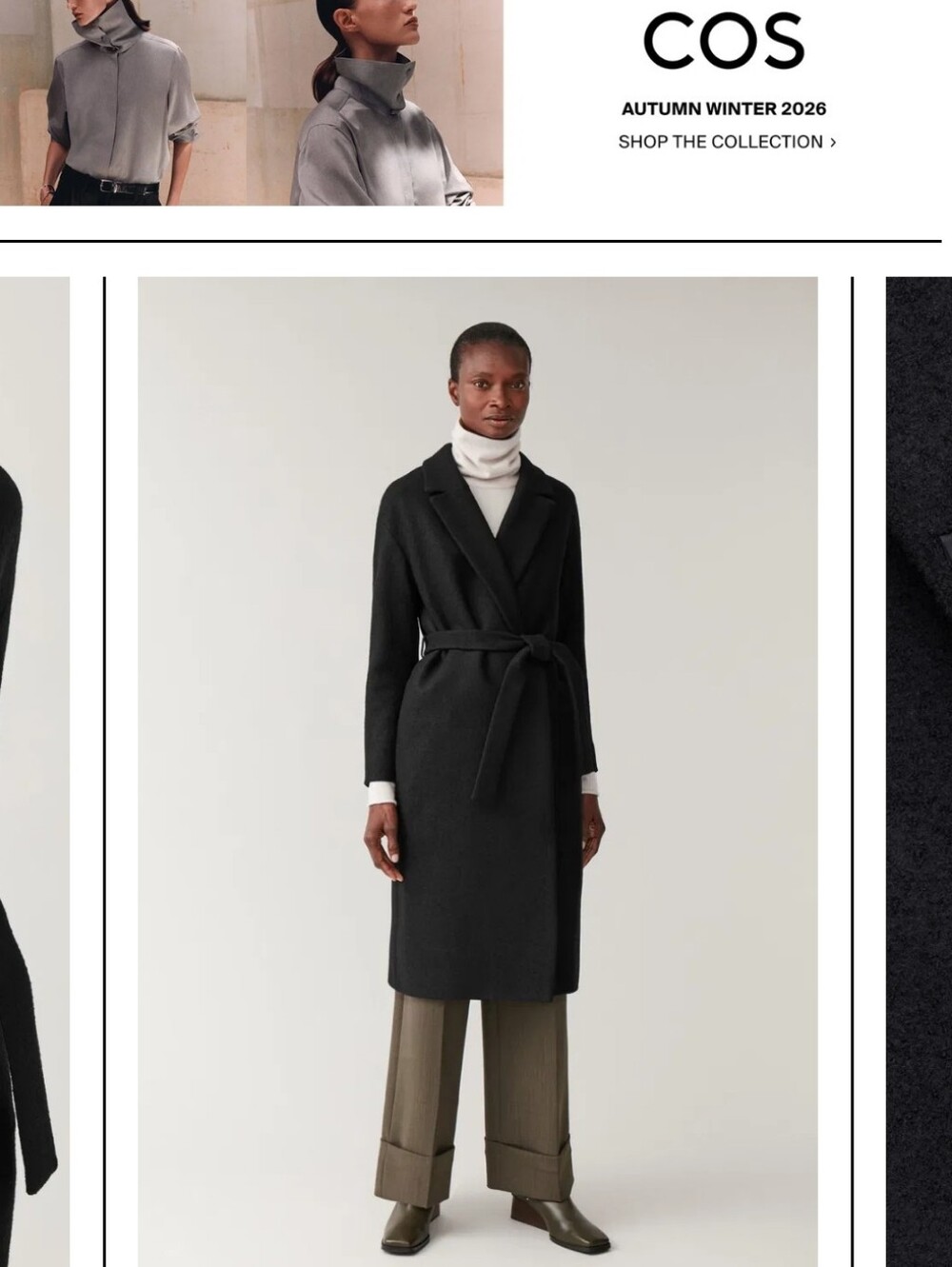 NWOT COS Belted Wrap Wool Coat Sz 4 Us